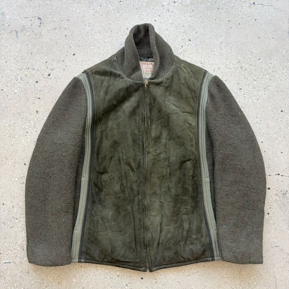 Vintage 50s McGregor Green Suede/Tweed Quilon Jacket